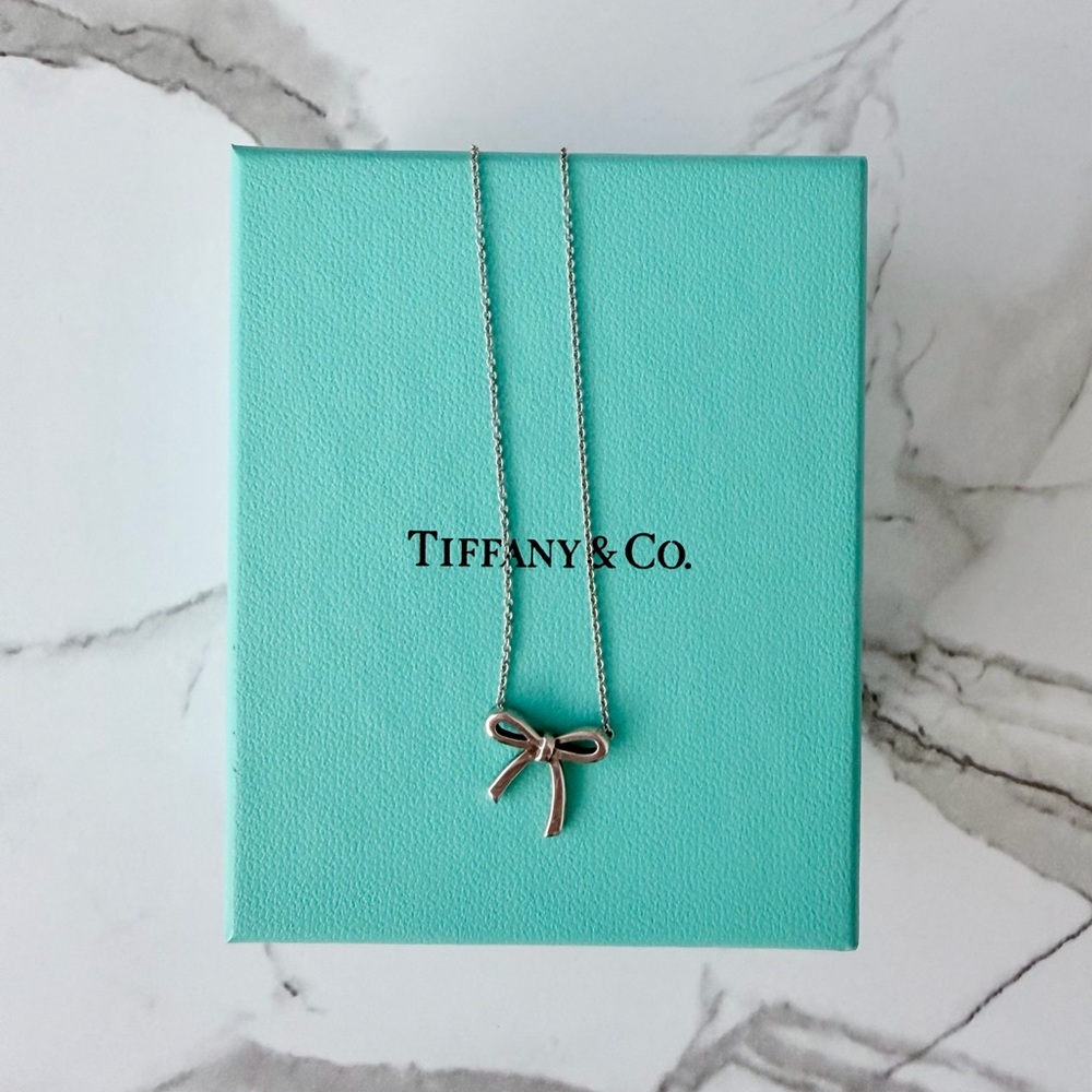 Tiffany & Co. Sterling Silver Bead Necklace with Bow Pendant